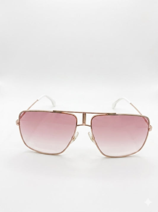 Gafas de sol diseño con marco blanco y detalles dorados