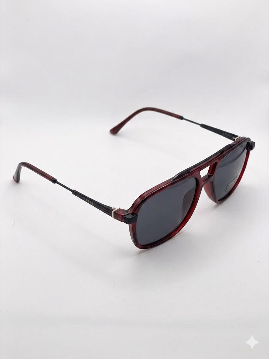 Gafas de sol estilo aviador con marco burdeos y detalle Young