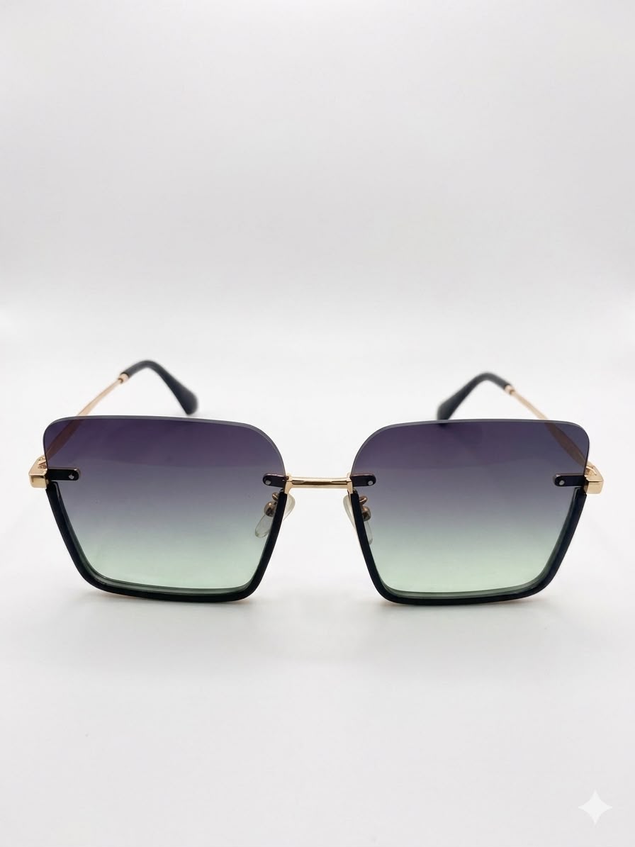 Gafas de Sol Cuadradas Degradadas con Armazón Dorad