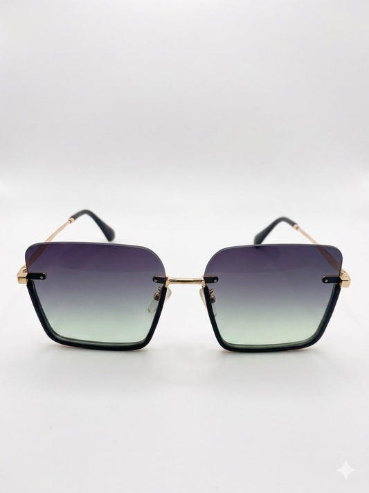 Gafas de Sol Cuadradas Degradadas con Armazón Dorad