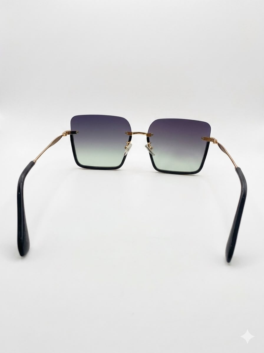 Gafas de Sol Cuadradas Degradadas con Armazón Dorad