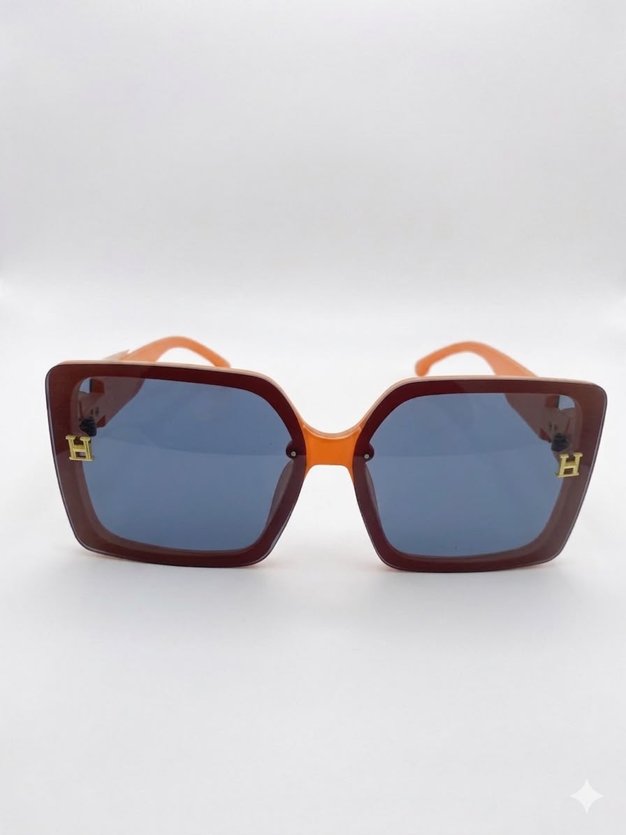 Gafas de sol estilo cuadrado con detalle lateral dorado