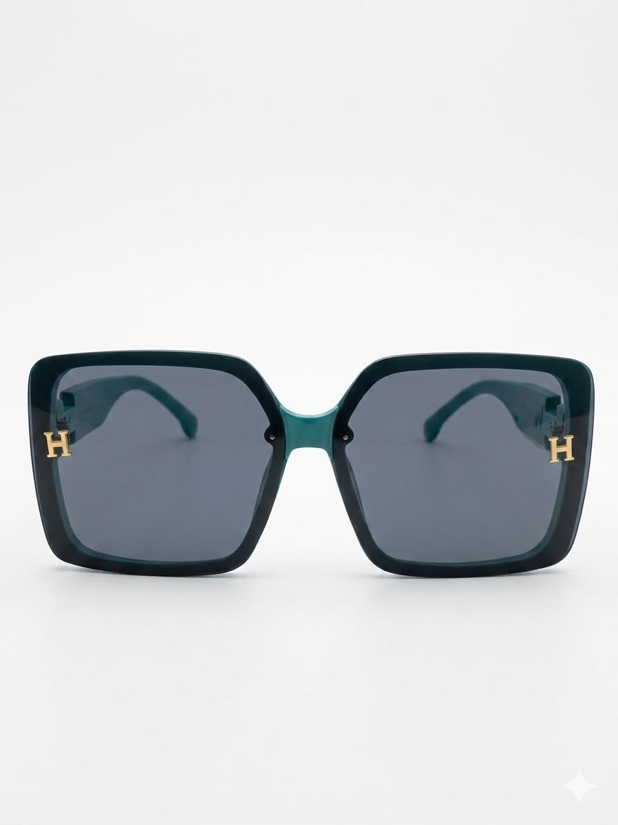 Gafas de Sol Estilo Cuadrado con Detalle "H" en Color Turquesa