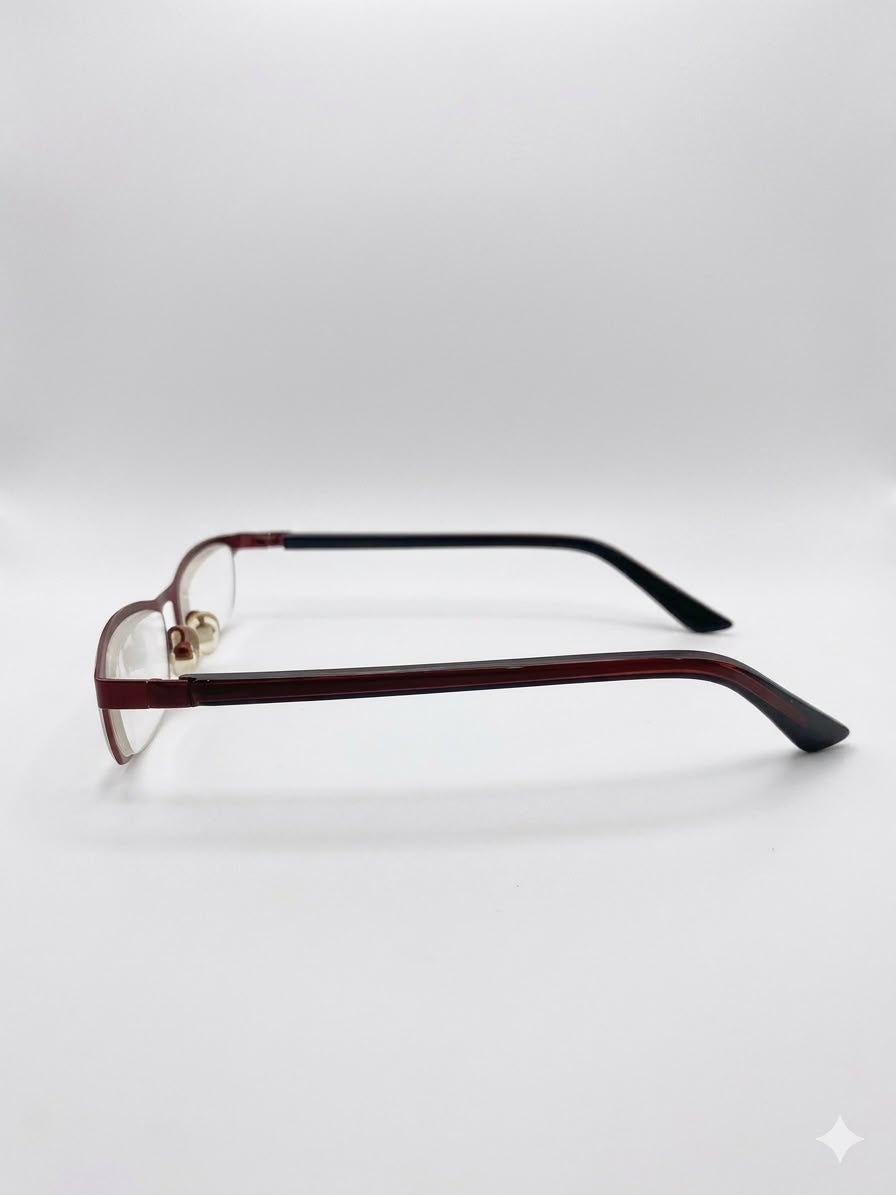 Montura de Gafas Elegantes en Tono Borgoña - Diseño Minimalista