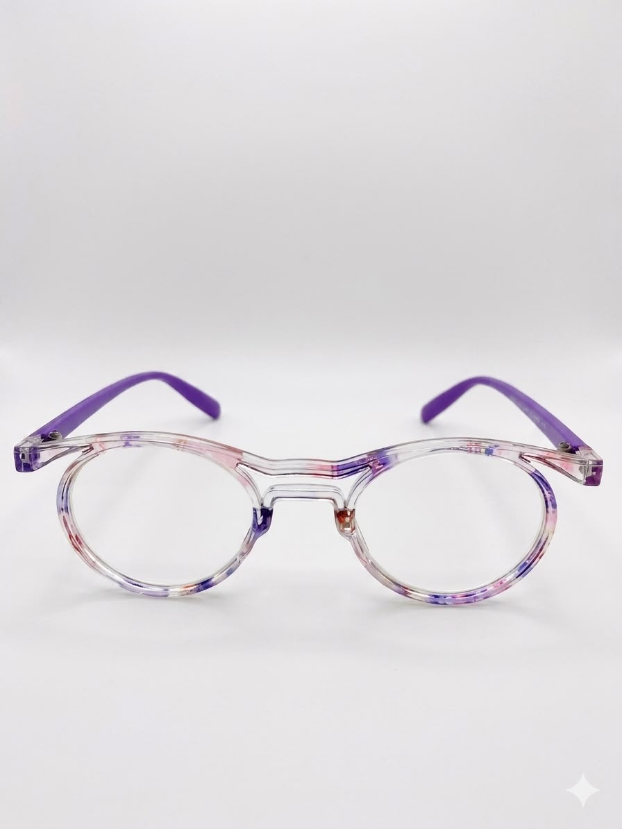 Gafas de lectura con montura redonda y diseño estampado