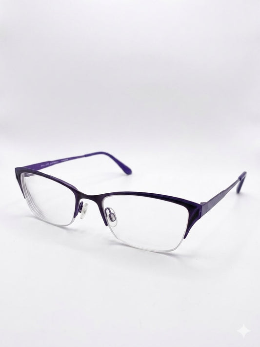 Lentes de lectura con montura superior púrpura y diseño semi-al aire.