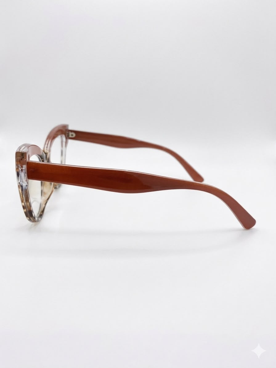 Lentes de Estilo "Cat-Eye" con Estampado Carey y Detalle Metálico
