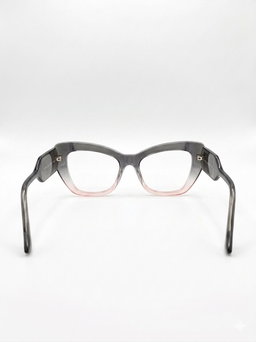 Gafas Cat-Eye con Degradado de Gris a Rosa - Estilo Moderno