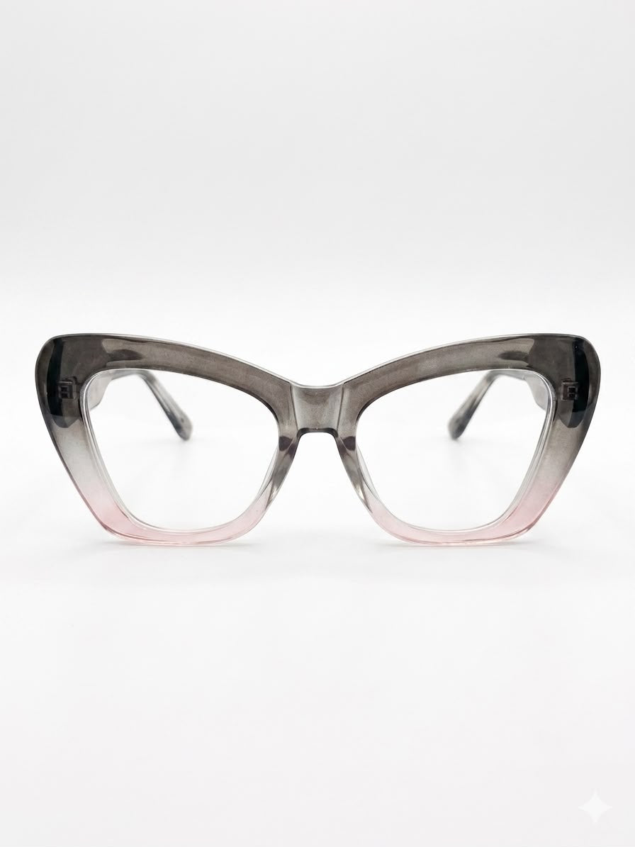 Gafas Cat-Eye con Degradado de Gris a Rosa - Estilo Moderno
