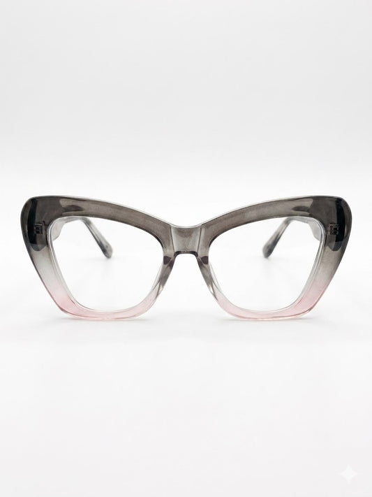 Gafas Cat-Eye con Degradado de Gris a Rosa - Estilo Moderno