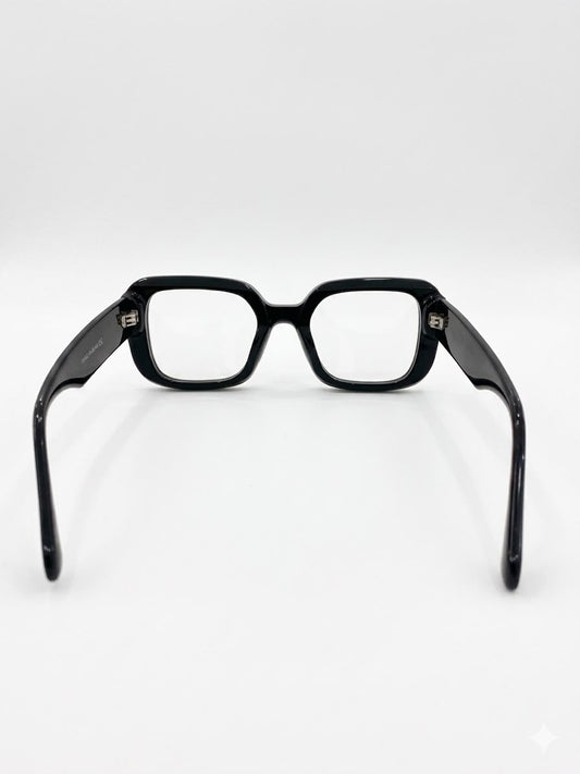 Gafas de Montura Cuadrada de Acetato Negro - Estilo Moderno y Elegante