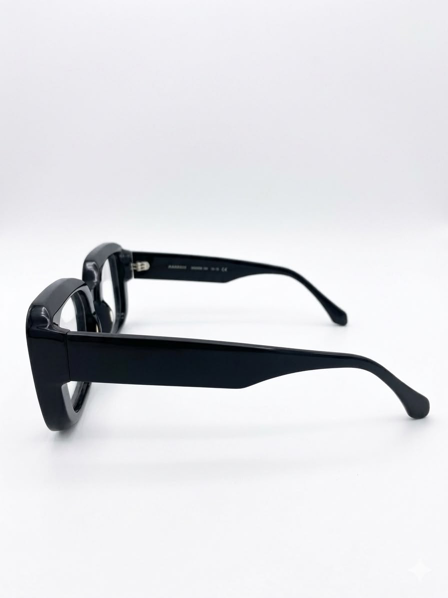 Gafas de Montura Cuadrada de Acetato Negro - Estilo Moderno y Elegante