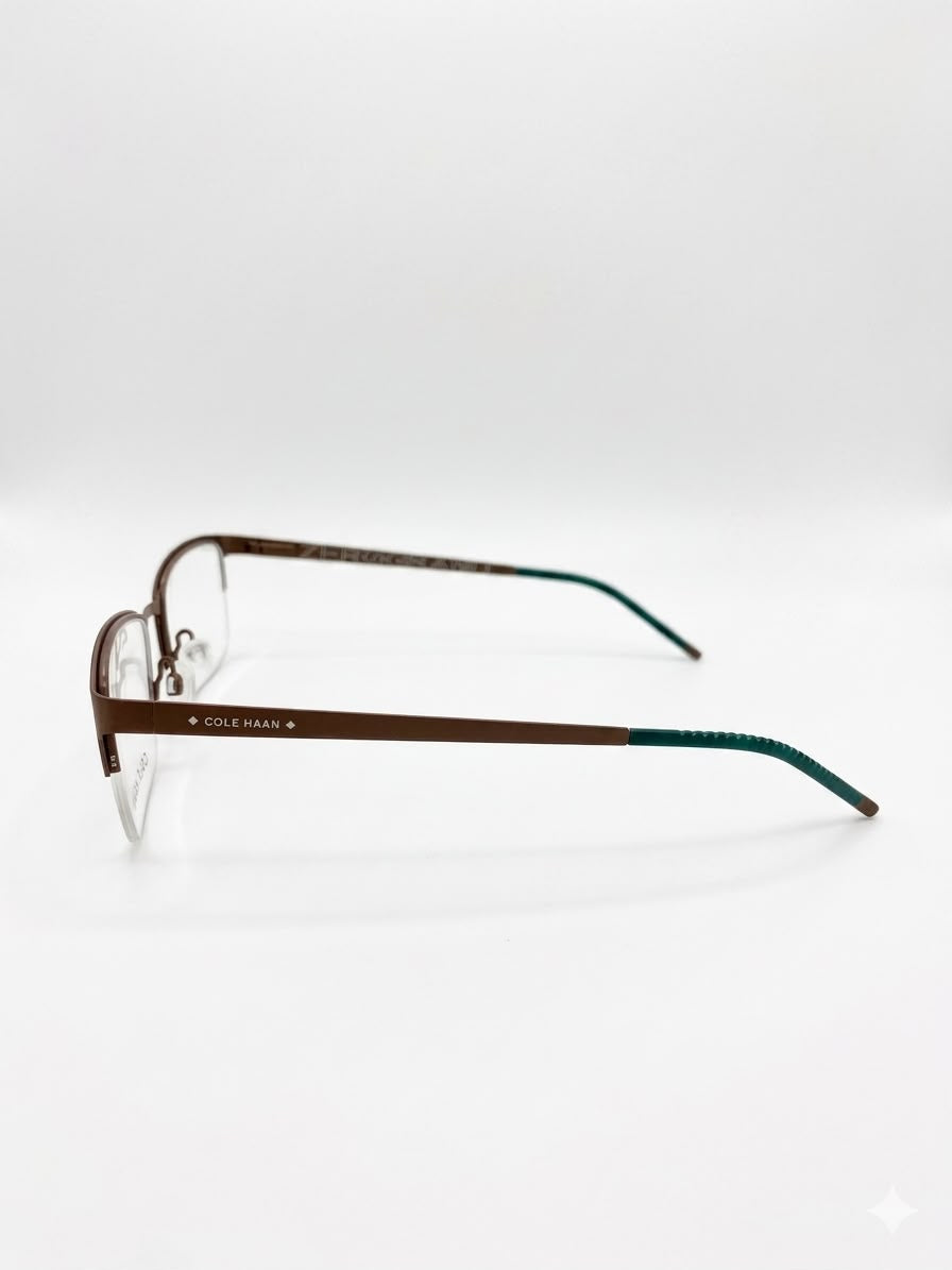 Armazón Oftálmico Cole Haan – Diseño "Flexible Bridge" en Color Café y Verde