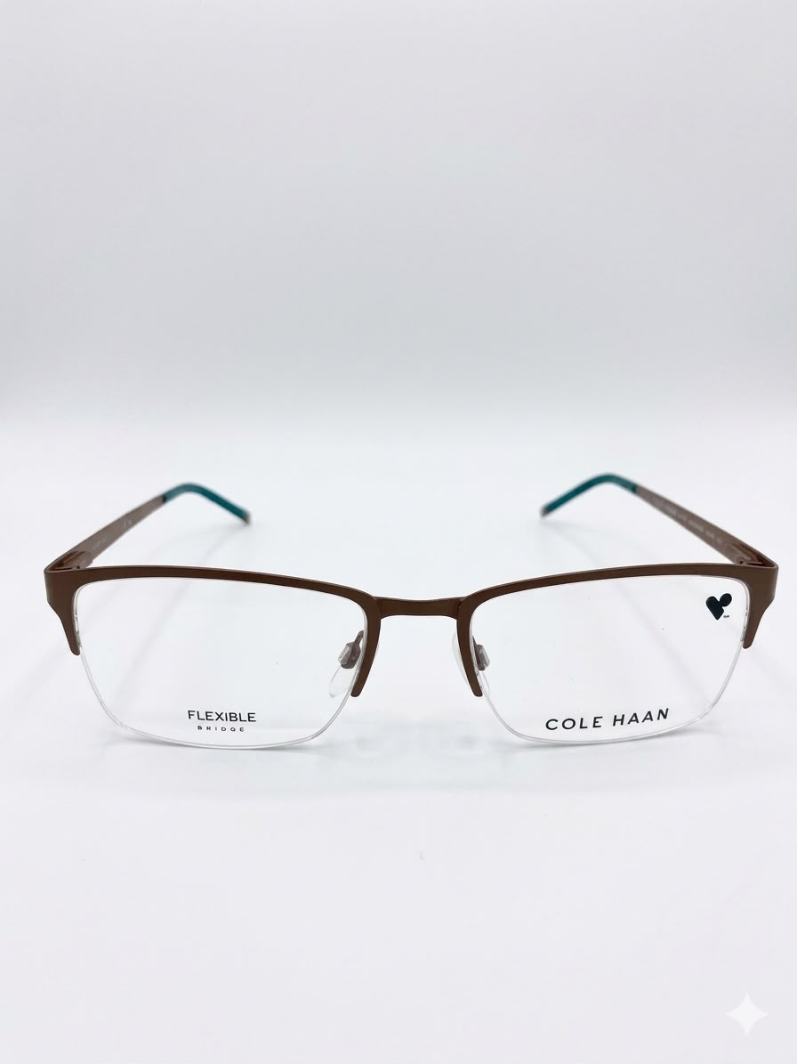 Armazón Oftálmico Cole Haan – Diseño "Flexible Bridge" en Color Café y Verde