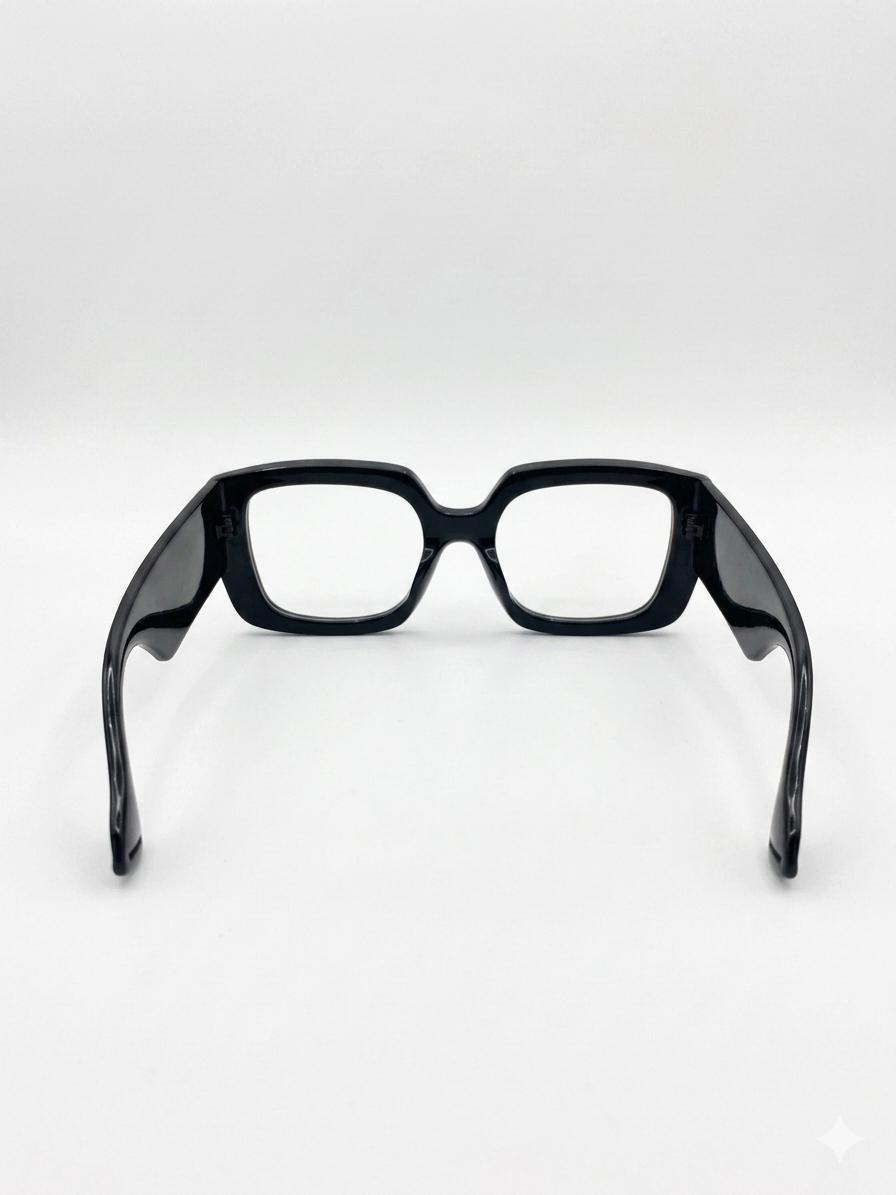 Gafas de Montura Cuadrada de Estilo Moderno - Negro Brillante