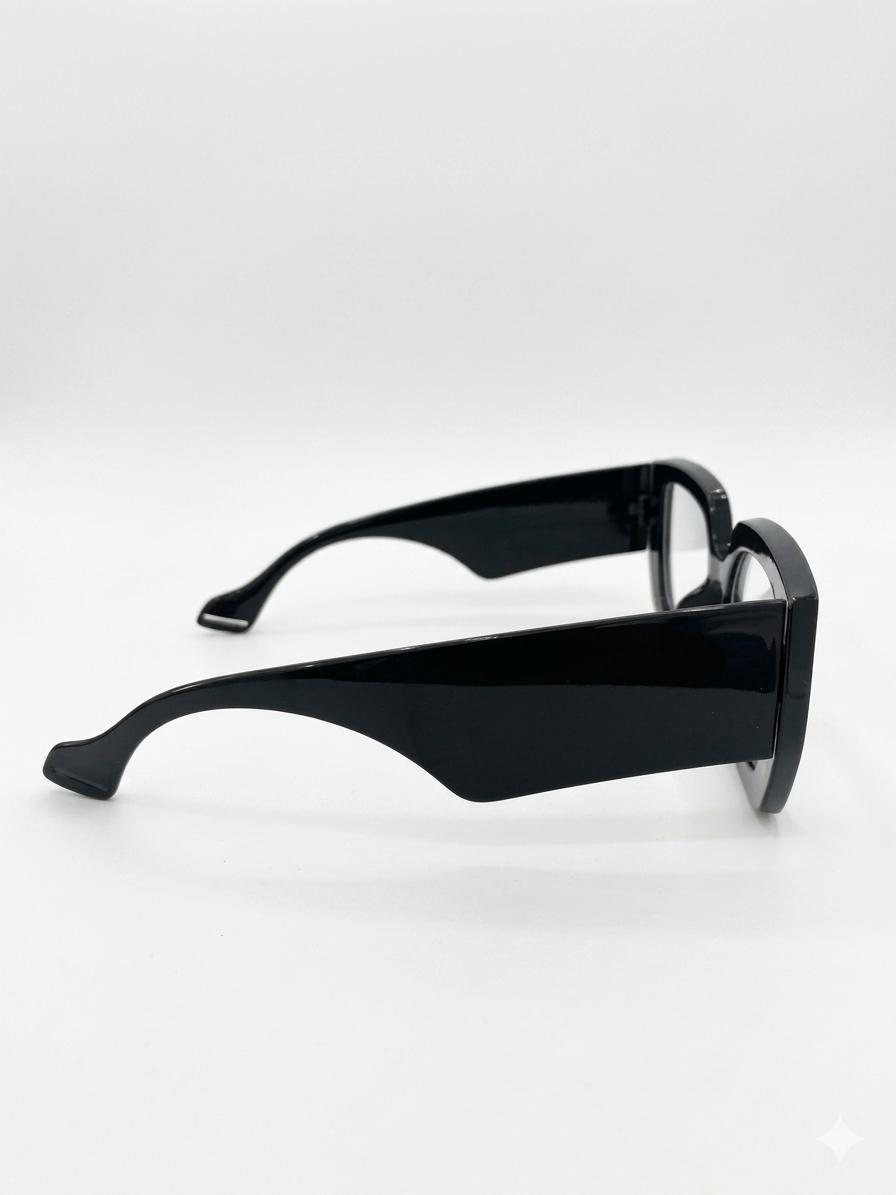 Gafas de Montura Cuadrada de Estilo Moderno - Negro Brillante