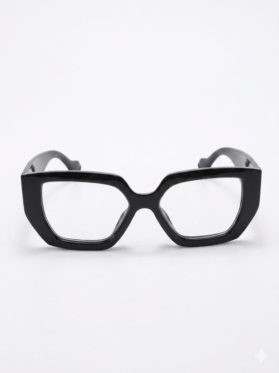 Gafas de Montura Cuadrada de Estilo Moderno - Negro Brillante