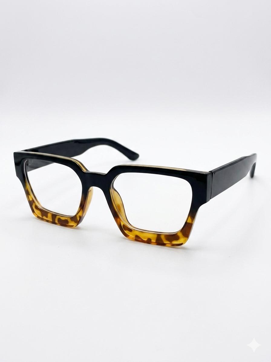 Gafas de Montura Cuadrada Degradada (Negro/Carey)