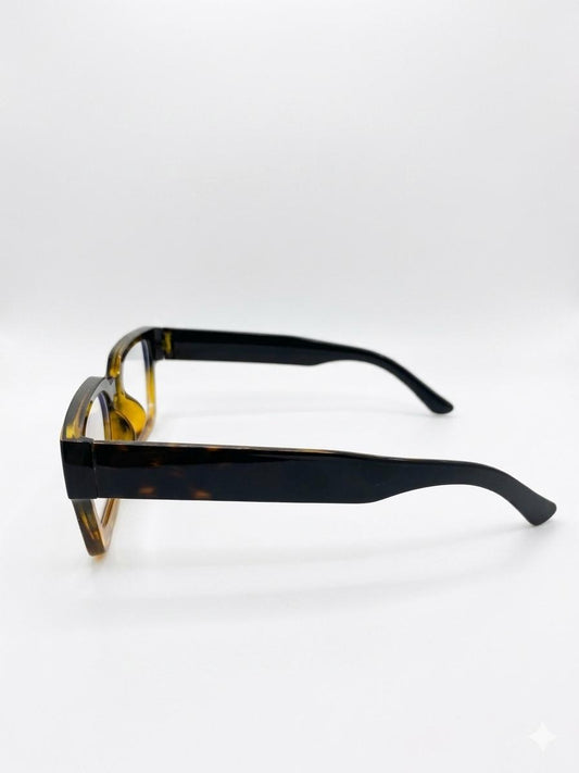 Gafas de Montura Cuadrada Degradada (Negro/Carey)