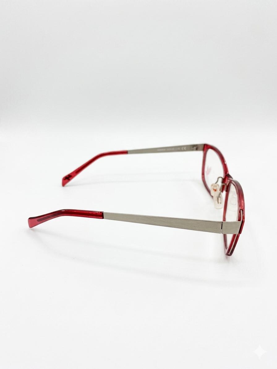 Gafas Oftálmicas Estilo Elegante con Marco Rojo y Varillas Metálicas