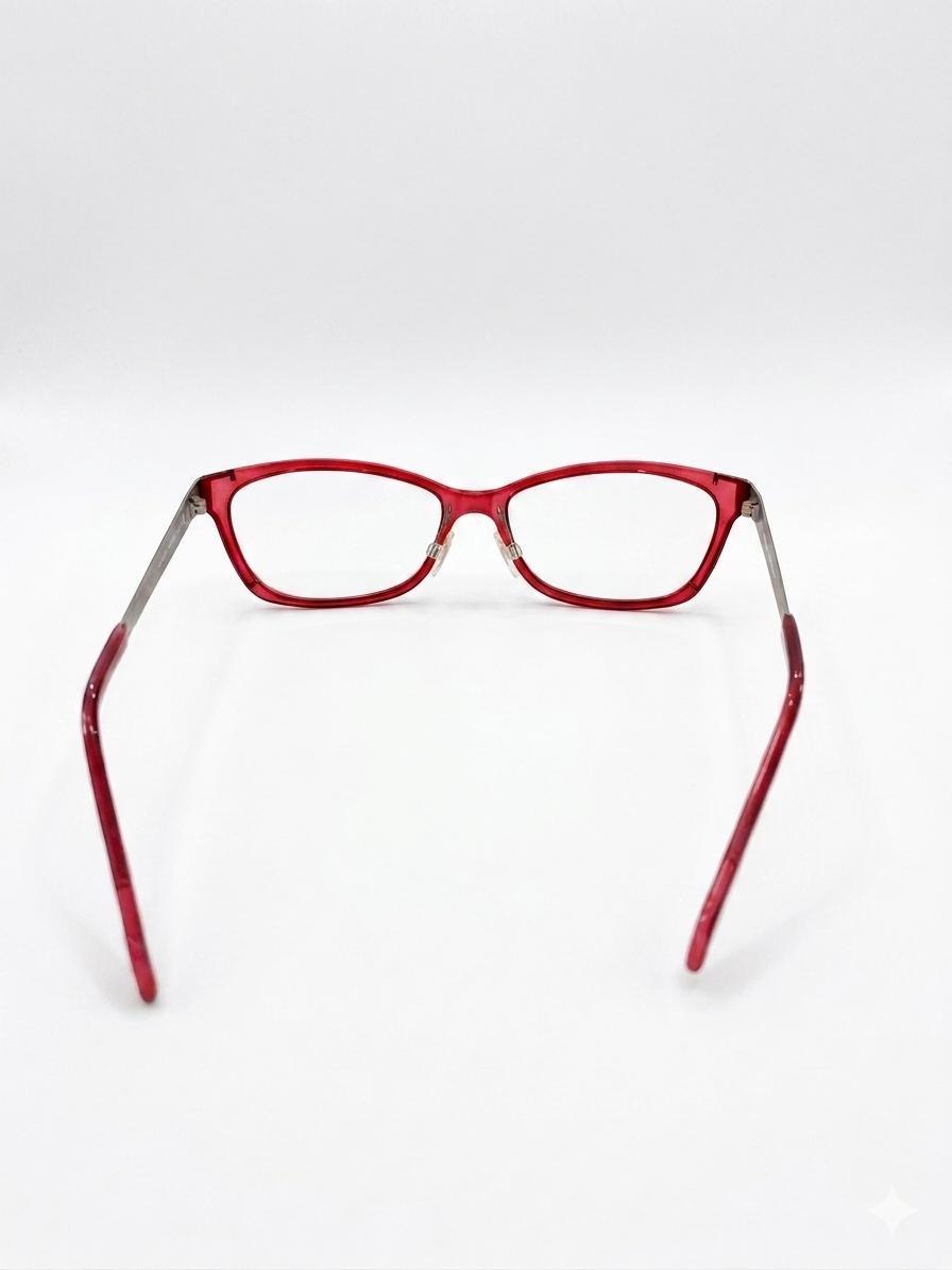 Gafas Oftálmicas Estilo Elegante con Marco Rojo y Varillas Metálicas