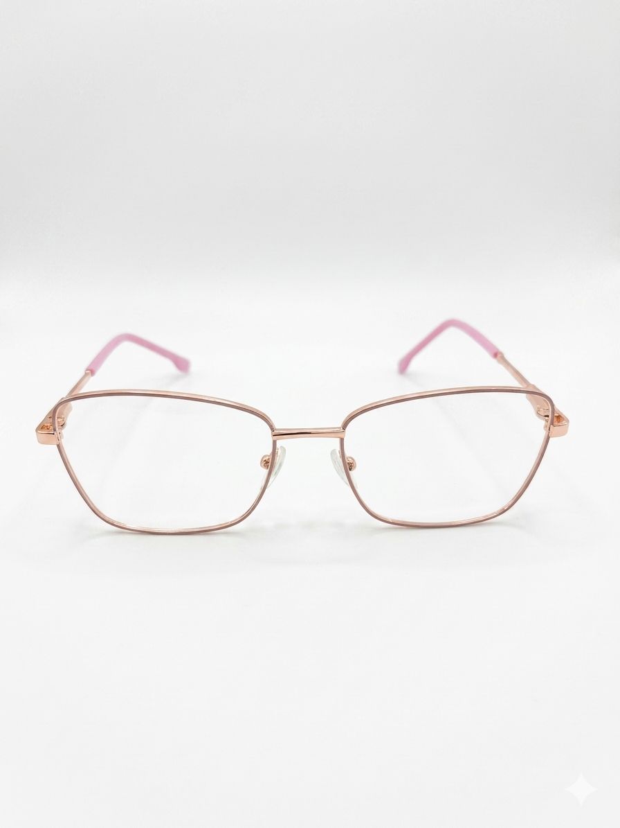 Armazón Oftálmico ALICE en Metal Oro Rosa con Varillas Rosados