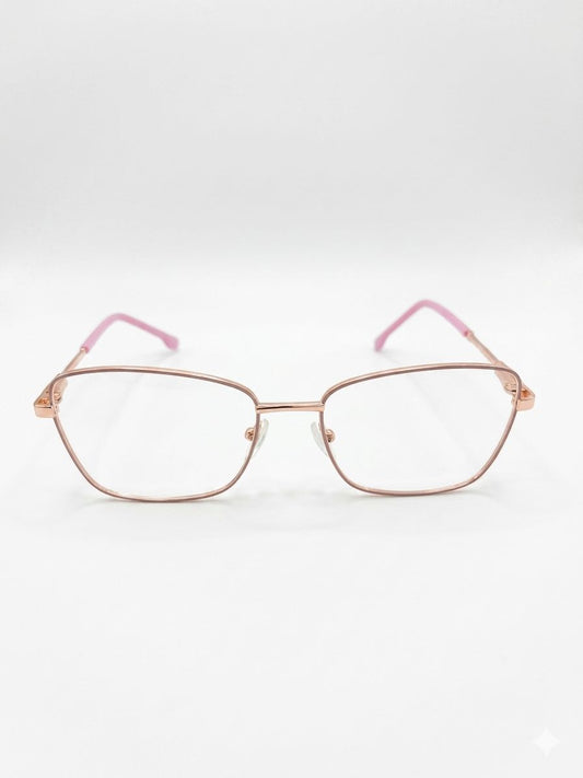 Armazón Oftálmico ALICE en Metal Oro Rosa con Varillas Rosados