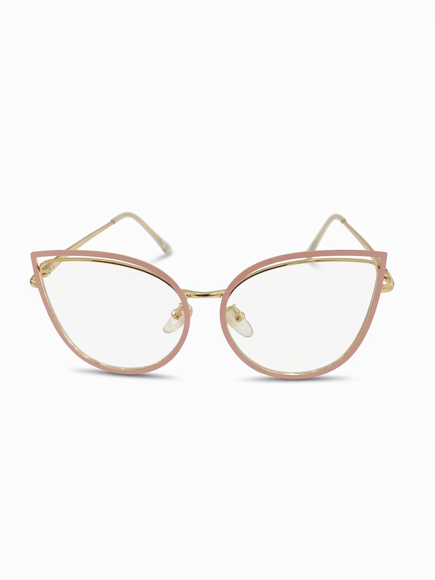 Lentes de lectura con marco metálico estilo Cat-Eye dorado