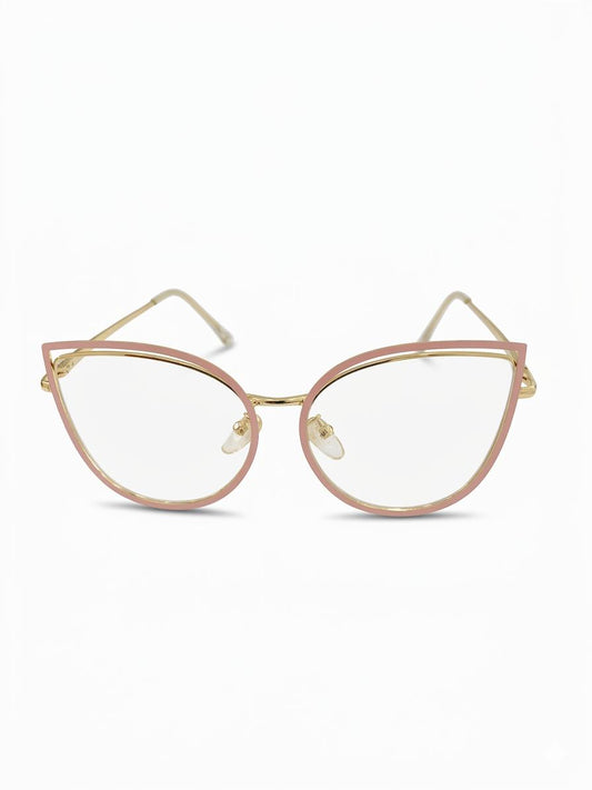 Lentes de lectura con marco metálico estilo Cat-Eye dorado