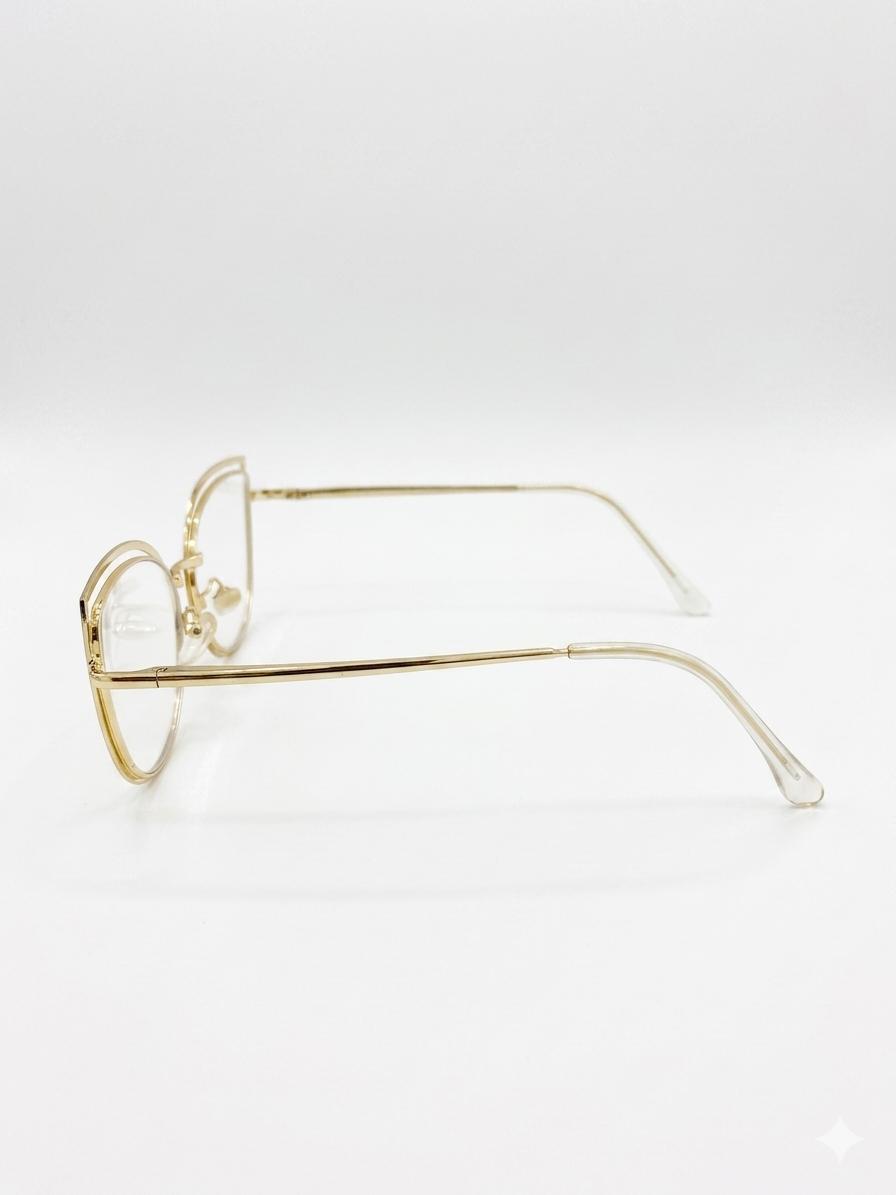 Lentes de lectura con marco metálico estilo Cat-Eye dorado