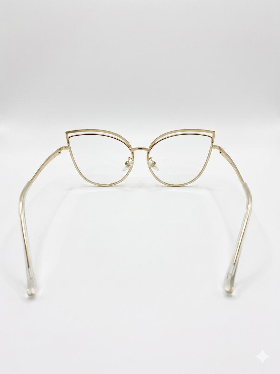 Lentes de lectura con marco metálico estilo Cat-Eye dorado