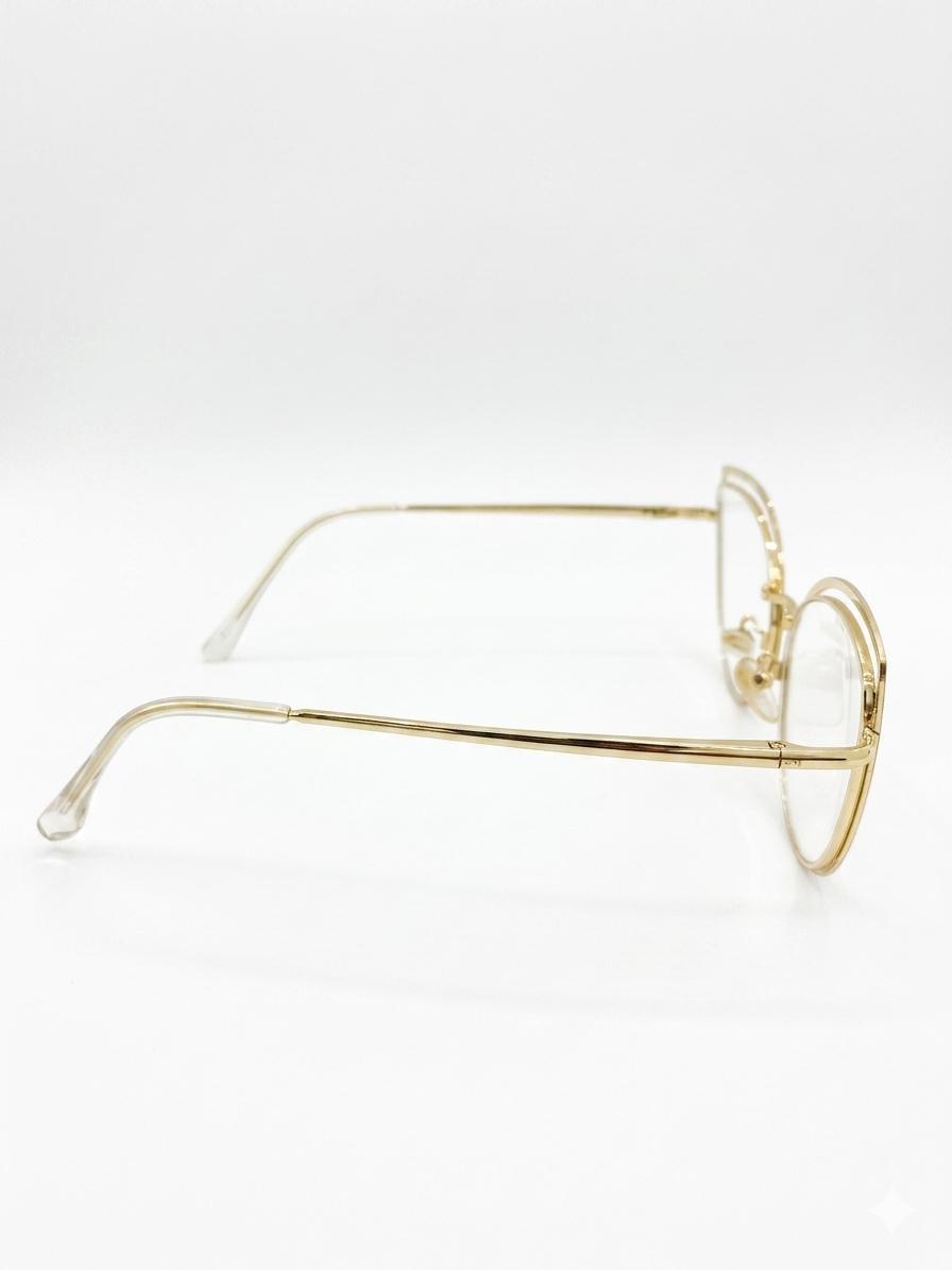 Lentes de lectura con marco metálico estilo Cat-Eye dorado