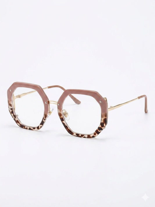 Gafas de Diseño Geométrico con Acabado Carey y Detalles en Metal Dorado