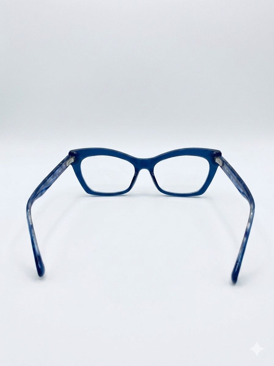 Gafas Oftálmicas Miu Miu en Acetato Azul con Efecto Mármol