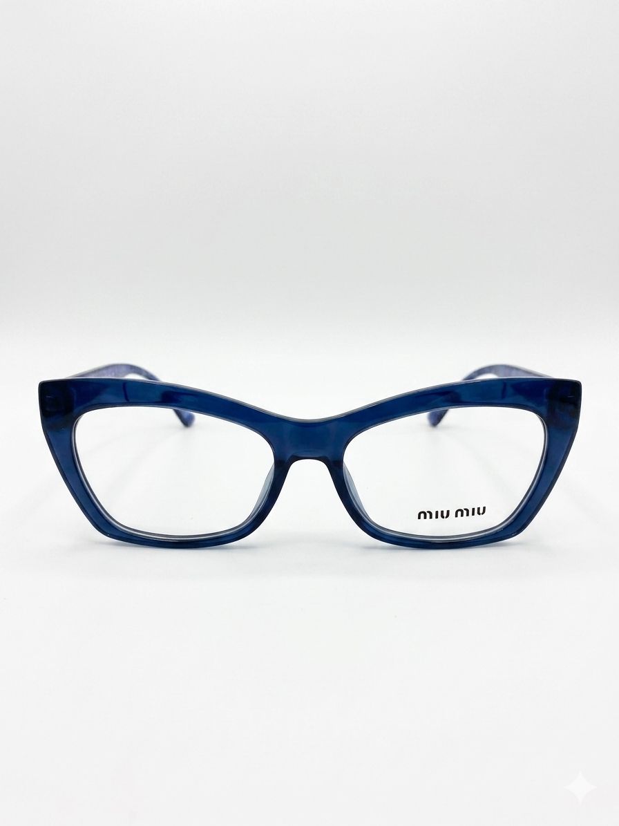 Gafas Oftálmicas Miu Miu en Acetato Azul con Efecto Mármol