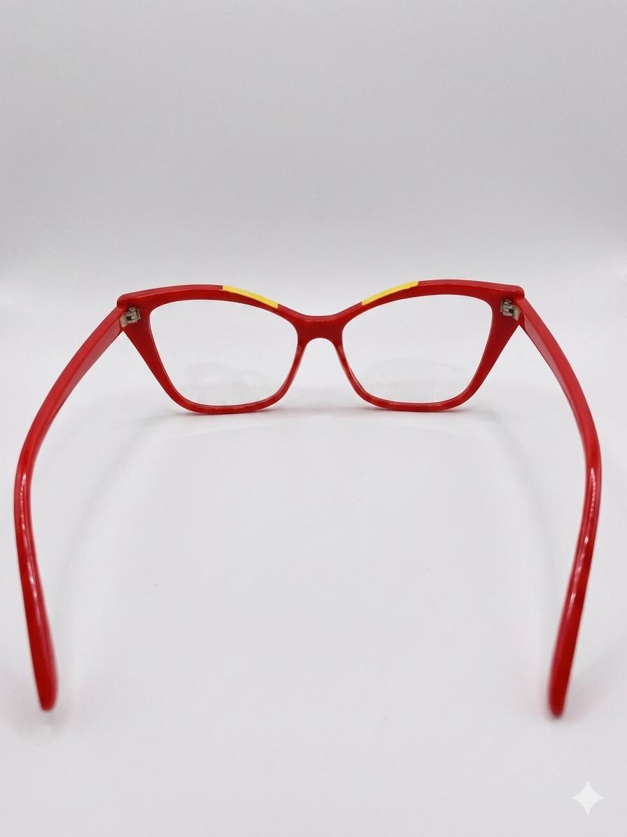 Gafas de Moda con Diseño de Contraste Rojo y Amarillo