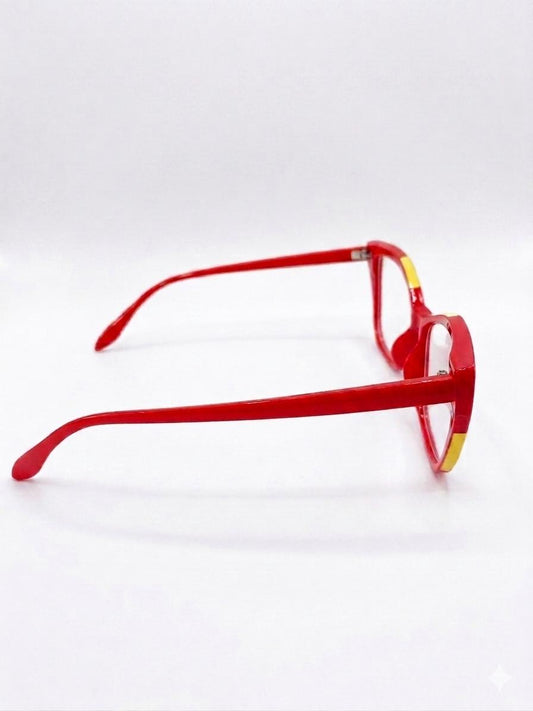 Gafas de Moda con Diseño de Contraste Rojo y Amarillo