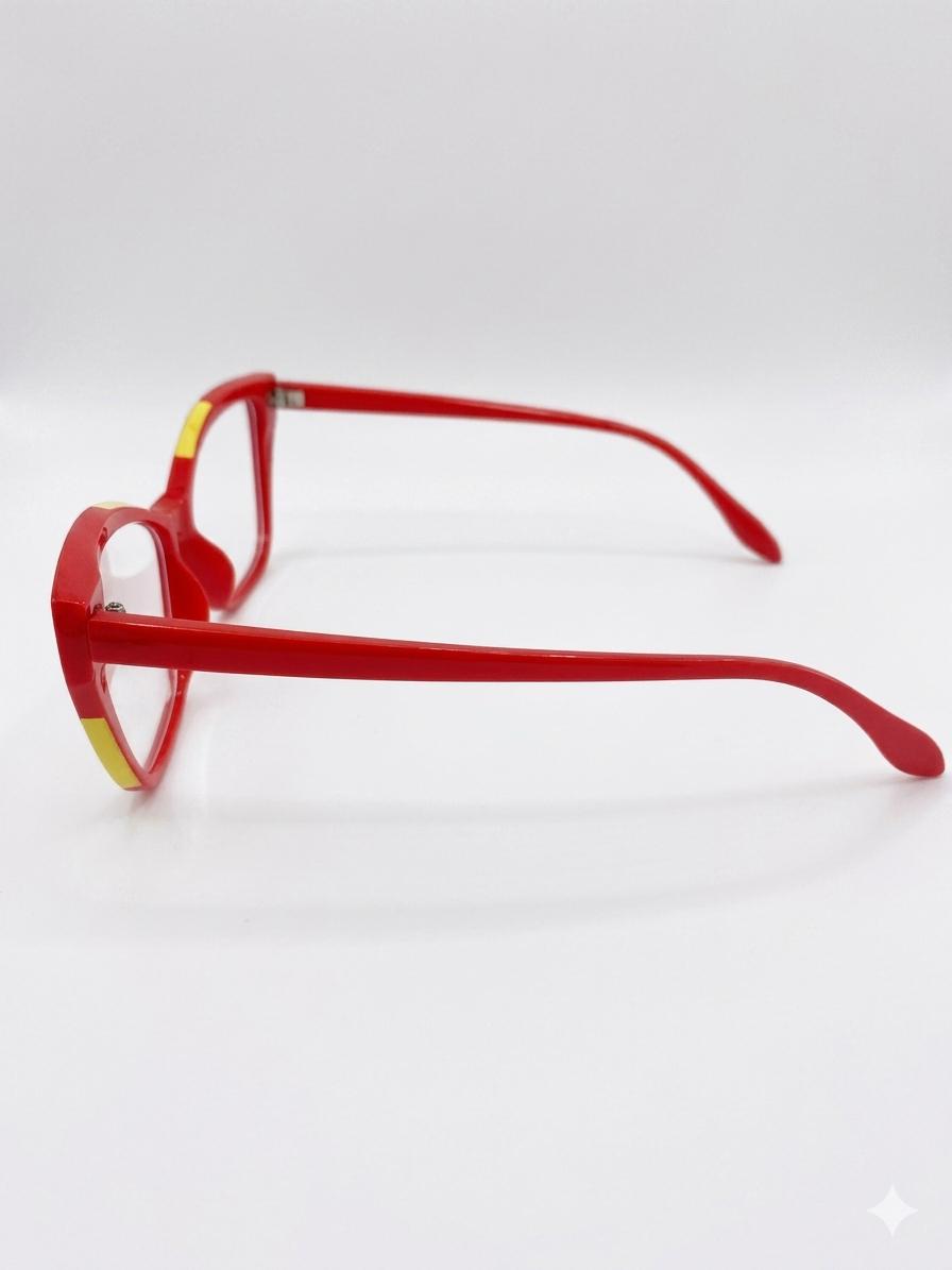 Gafas de Moda con Diseño de Contraste Rojo y Amarillo