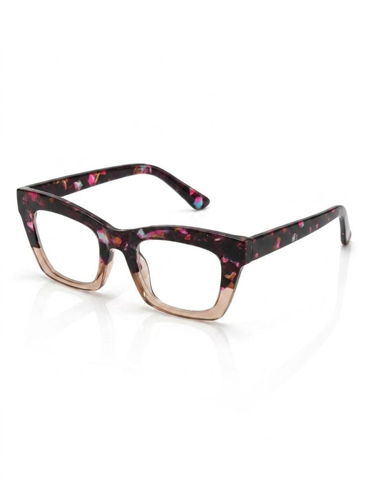 Lentes de lectura con montura estilo carey y diseño bicolor
