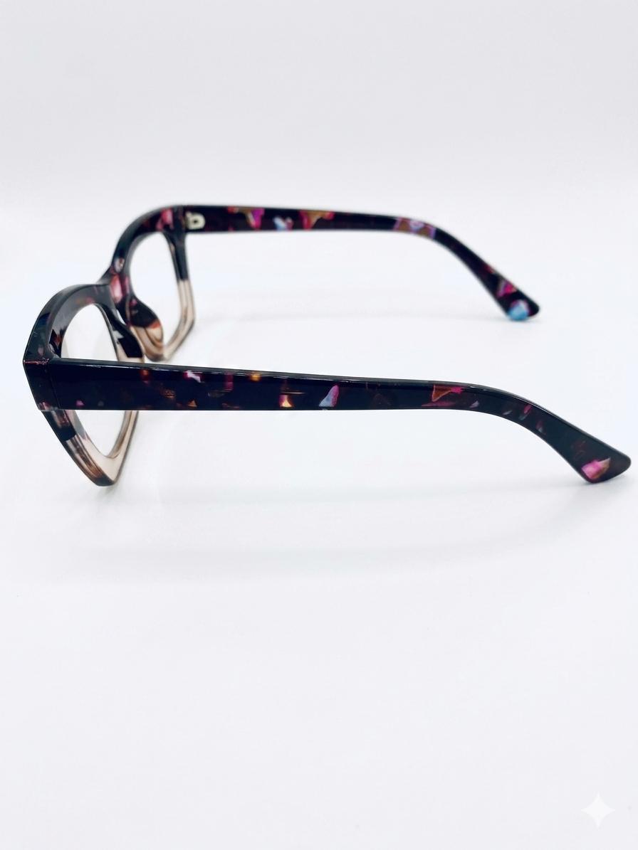 Lentes de lectura con montura estilo carey y diseño bicolor
