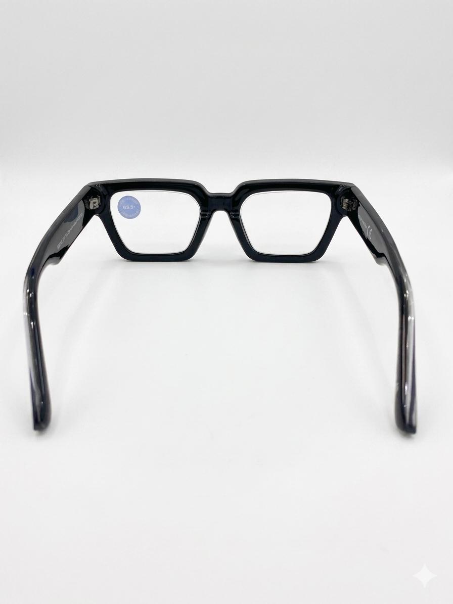 Gafas de lectura rectangulares con filtro de luz azul - Elegancia clásica con detalles metálicos