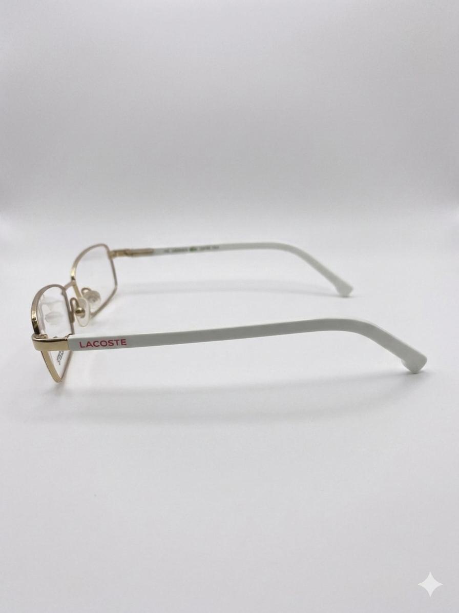 Gafas Lacoste con Montura Dorada y Varillas Blancas
