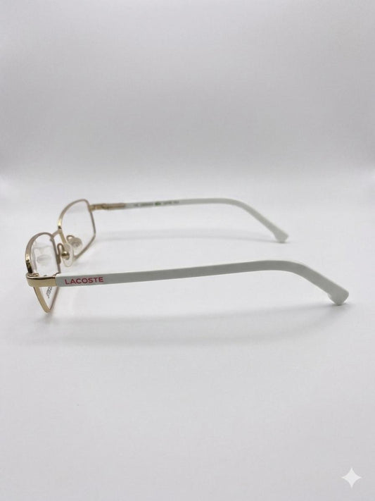 Gafas Lacoste con Montura Dorada y Varillas Blancas