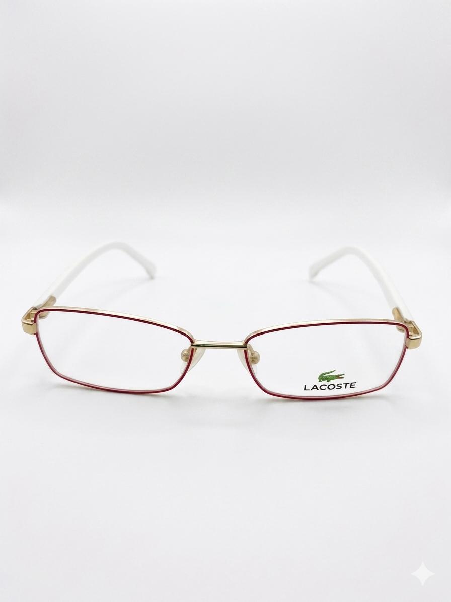Gafas Lacoste con Montura Dorada y Varillas Blancas