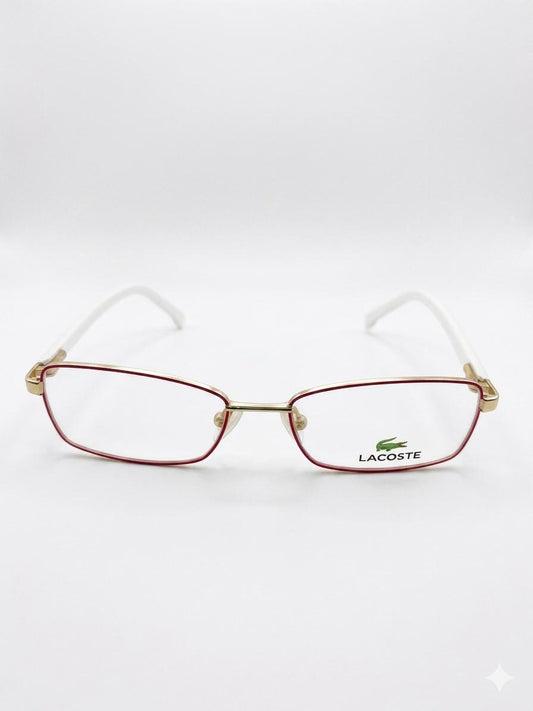 Gafas Lacoste con Montura Dorada y Varillas Blancas