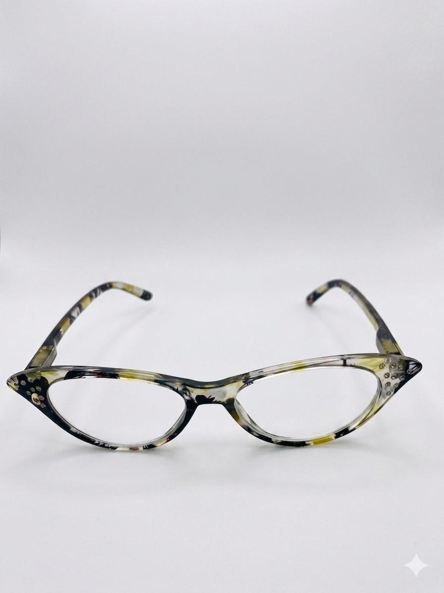 Gafas de lectura estilo "Cat-Eye" con patrón floral artístico