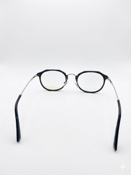 Lentes de Montura Híbrida: Diseño Elegante con Detalle en Plata