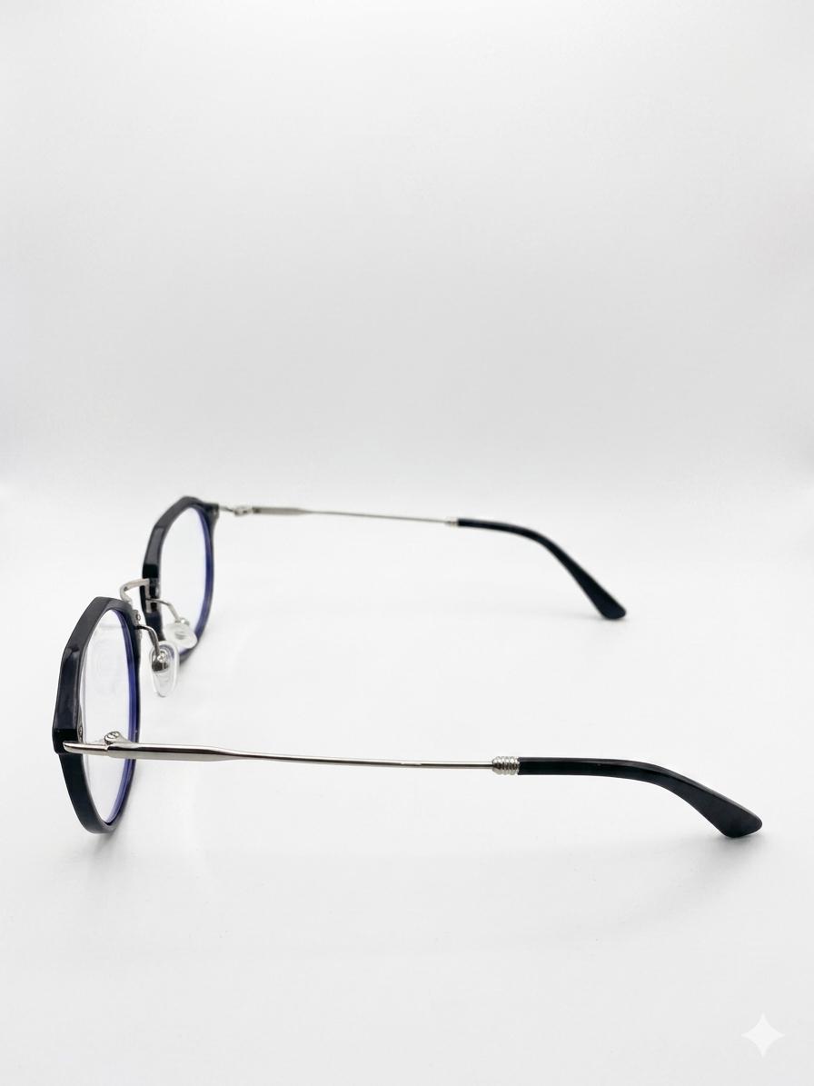 Lentes de Montura Híbrida: Diseño Elegante con Detalle en Plata