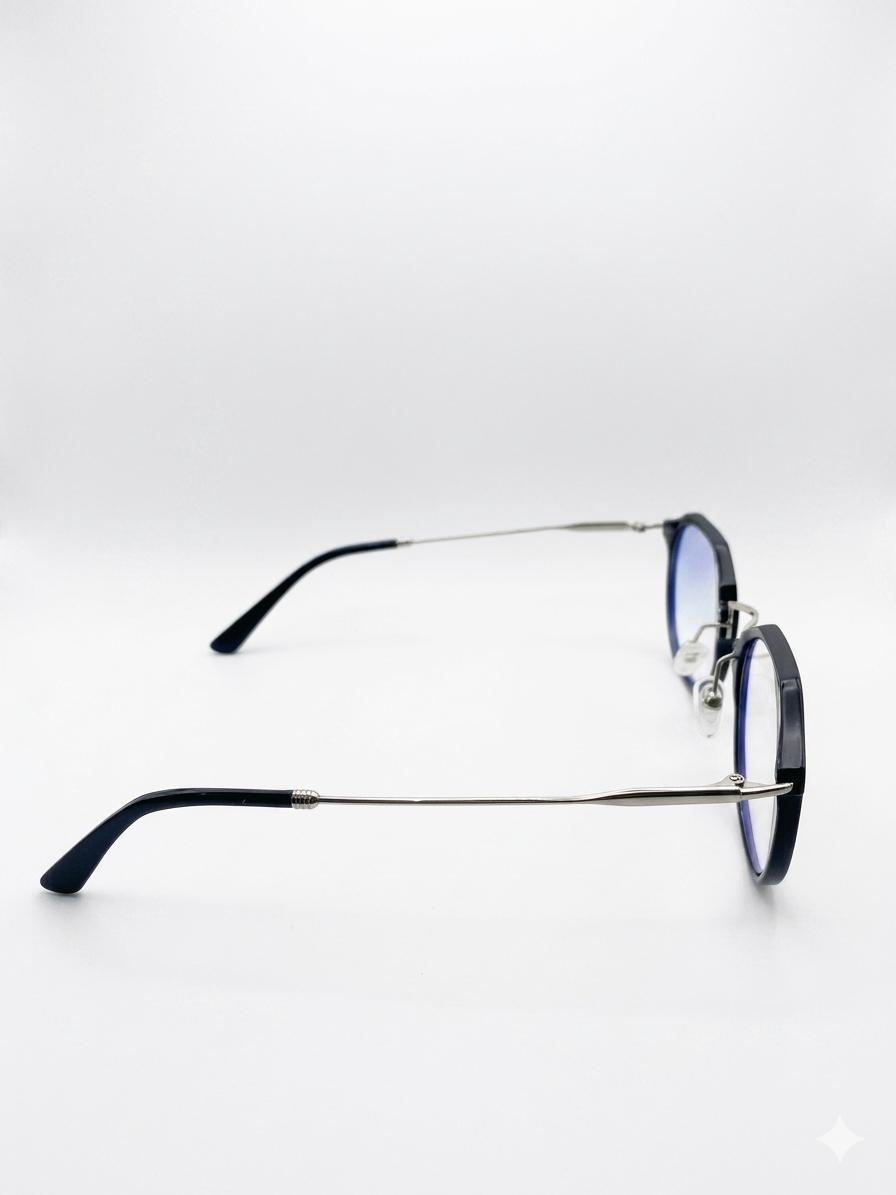 Lentes de Montura Híbrida: Diseño Elegante con Detalle en Plata