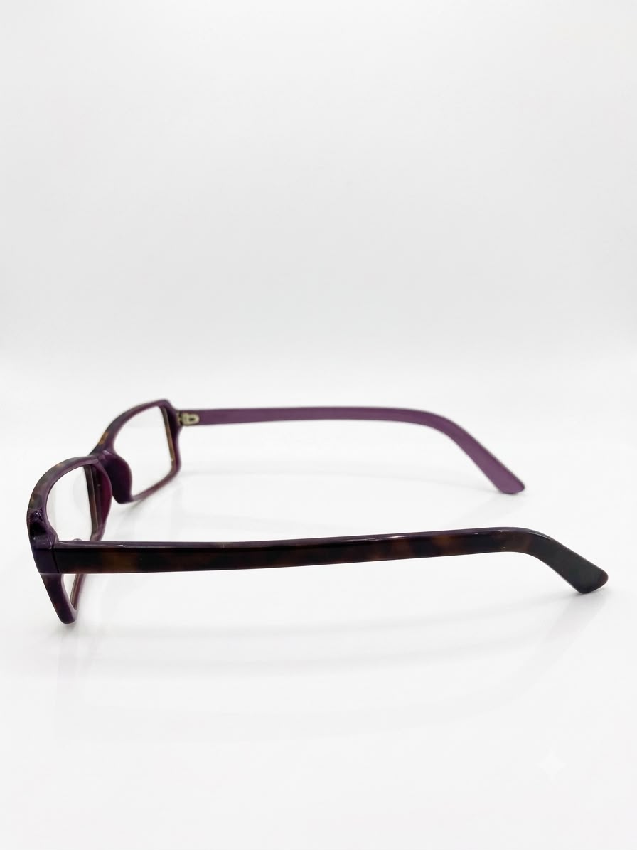 Montura para Lentes CWBliss - Diseño Rectangular Carey con Interior Morado